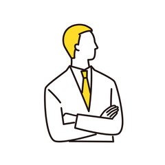 困る管理職の男性　線画イラスト