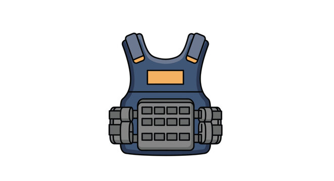 Tactical Bulletproof Vest Illustration for Security and Protection Concepts in Cartoon Style