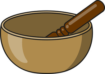 singing bowl with mallet vector