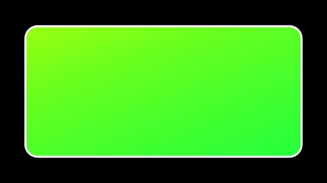 Green gradient rectangle shape element animation with white outline