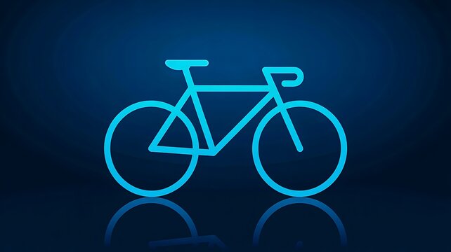 Neon bicycle icon glowing on dark background
