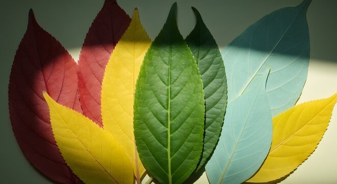 Soft leaves arranged with equal spacing
