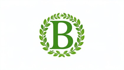 Green "B" inside a circular wreath of green leaves