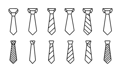 Minimal tie outline icon vector set modern necktie line design © RUBINA