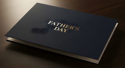 A blurry image of a fathers day photo album or scrapbook on a dark brown surface