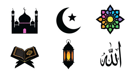 Obraz premium Islamic symbols and Ramadan elements in elegant design