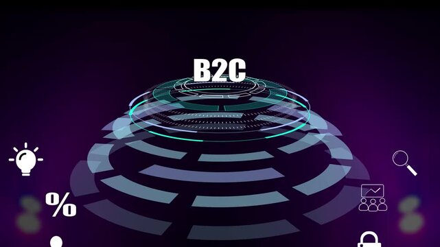 B2C - Business to Consumer Marketing and Retail Strategy. Customer engagement tool. Modern technology, e-commerce, and direct sales concept background.