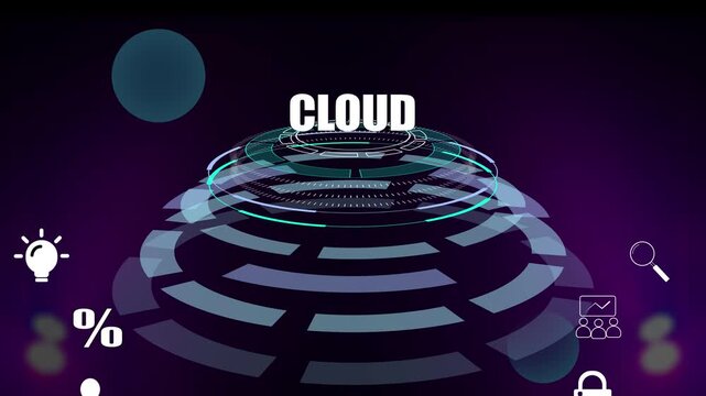 Cloud - Digital Data Storage and Network Computing. Secure server tool. Modern technology, cloud computing, and internet infrastructure concept background.