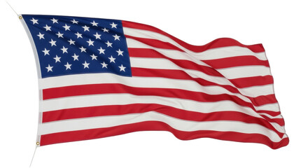 Fototapeta premium Waving American flag PNG isolated on transparent background, patriotic symbol of the United States of America