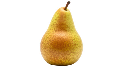 Ripe pear fruit isolated PNG, yellow-green color with brown spots, healthy eating and fresh produce for food design projects