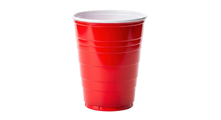 Classic red plastic party cup isolated PNG, disposable drinkware for picnics and casual events on transparent background