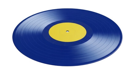 Blue vinyl record PNG isolated on transparent background, music disc for DJ, audio, and entertainment projects, retro style