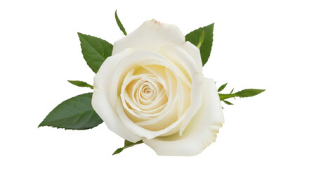 Elegant creamy white rose isolated PNG, delicate flower blossom on transparent background for wedding invitations and romantic designs
