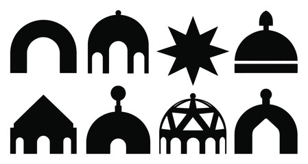 Collection of Black Silhouettes of Architectural Domes and Arches © Sultana