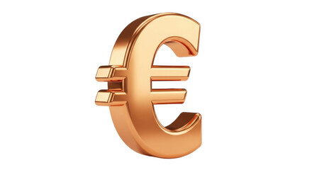 Golden Euro currency symbol PNG isolated on transparent background, European money sign for finance and business