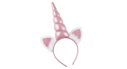 Sparkly pink unicorn horn and ears headband isolated PNG, cute costume accessory for girls and magical themed party decoration