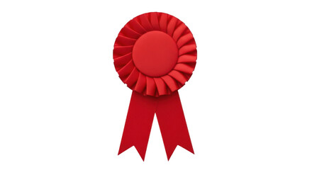 Red award ribbon isolated PNG on transparent background, prize rosette for achievement and celebration