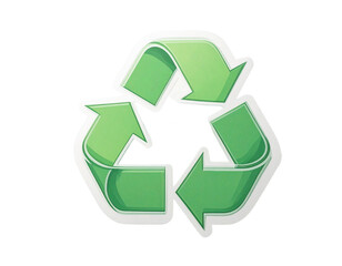 Fototapeta premium Green recycling symbol sticker, eco-friendly theme, clean vector style isolated on transparent or white backgrounds