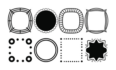 Collection of Decorative Black and White Frames and Borders