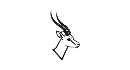 Fototapeta premium Elegant black and white gazelle head illustration on white background