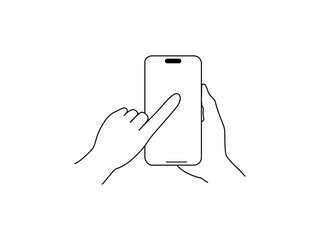 Fototapeta premium 線画 スマホと操作する手2