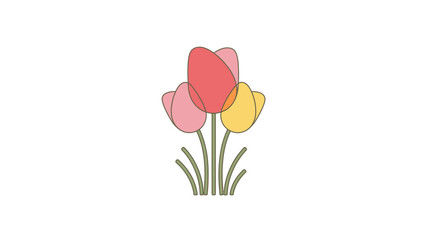 Obraz premium Stylized tulip flowers illustration on white background design elements