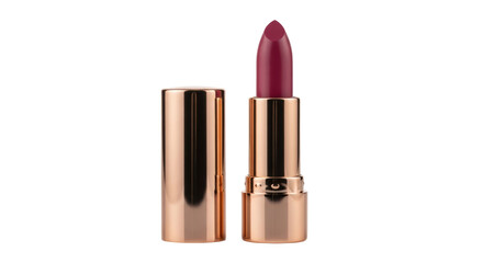 Burgundy lipstick isolated PNG on transparent background, elegant makeup product for beauty and cosmetic industry © Jn