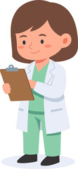 Fototapeta premium Detailed 3D illustration of a healthcare professional holding a clipboard, suitable for medical, healthcare, and hospital applications.