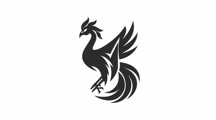 Obraz premium Elegant black phoenix vector illustration on white background