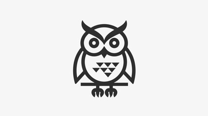 Naklejka premium Stylized owl icon on white background symbolizing wisdom and knowledge
