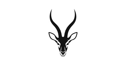 Naklejka premium Graphic illustration of a gazelle head with distinctive horns in black and white