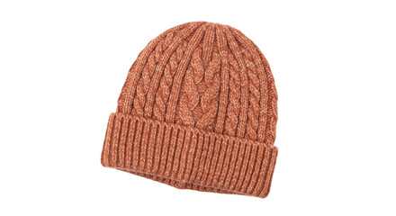 Knitted orange beanie hat isolated PNG, warm winter headwear for cold weather fashion and outdoor activities on transparent background