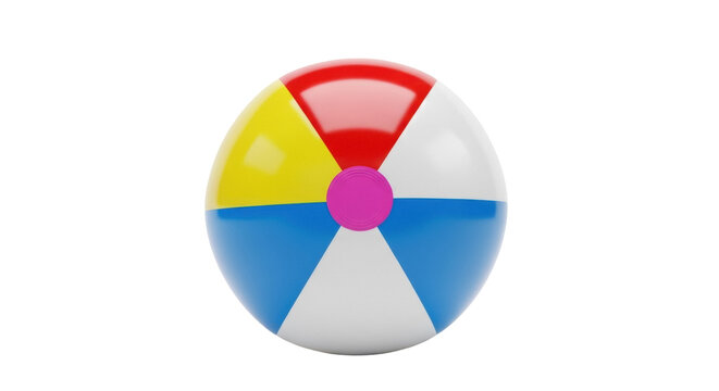 Colorful beach ball PNG isolated on transparent background, summer fun and vacation games for kids and adults
