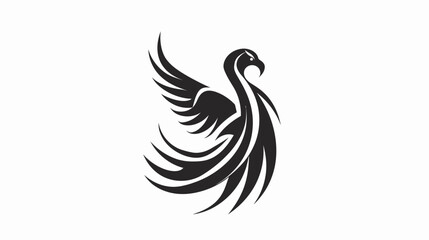 Obraz premium Elegant black phoenix silhouette on white background for branding