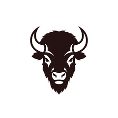 Stylized dark brown bison head on white background