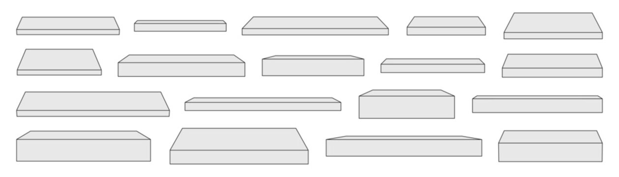3D Rectangular Base Stand and Shelf Set. Display Base.