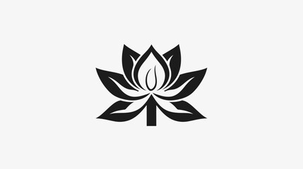 Obraz premium Elegant black lotus flower icon design isolated on white background
