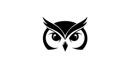 Black and white owl graphic symbol of wisdom and observation