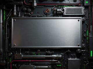 Blank signboard made of silver, futuristic mockup design.