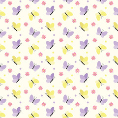 Cute seamless pattern with butterflies. Backgrounds and texture vector illustration.