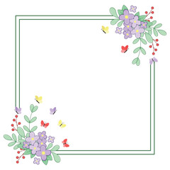 Decorative frame design with butterflies. Vector illustration.