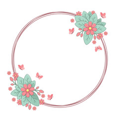 Decorative round frame design with butterflies. Vector illustration.