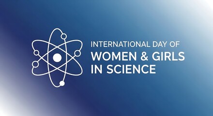 International day of women and girls in science logo on blue background