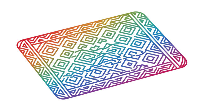 Abstract colorful rainbow geometric pattern mat or rug illustration on white background