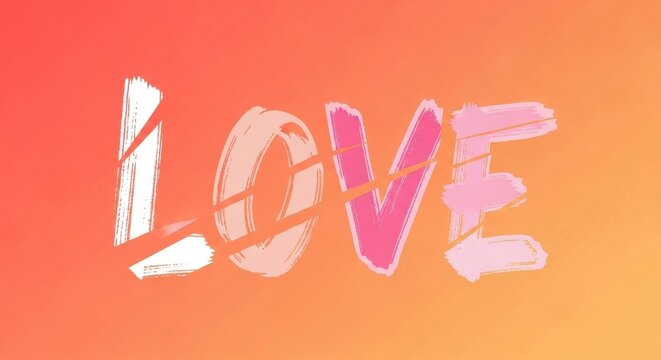 A vibrant and heartfelt depiction of the word love with a warm gradient background showcasing affectionate and romantic sentiments