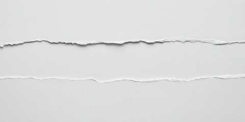 Naklejka premium Minimalist White Paper with Two Horizontal Tears Revealing a Blank Middle Section for Copy Space, Ideal for Messages or Promotions
