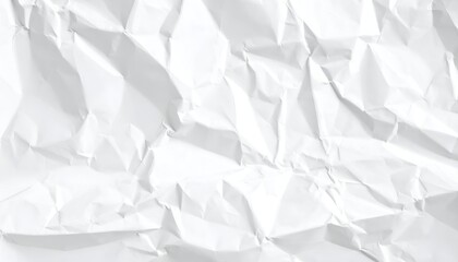 A textured surface of crumpled white paper with varied folds and shadows creating depth