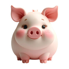 Fototapeta premium Cute Piglet Smiling With Rosy Cheeks on Transparent Background