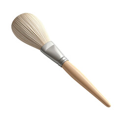 Angled View of Makeup Brush with Tan Handle on Transparent Background