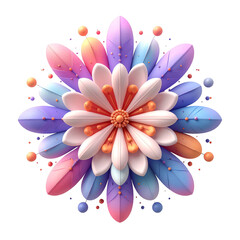 Abstract Floral Design with Pastel Colors on Transparent Background